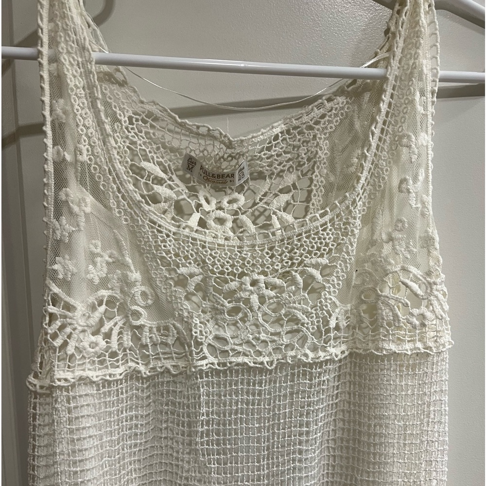 Pull & Bear Crocheted open back summer dress Sz Med